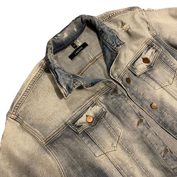 J Brand Distressed Denim Jacket Oversized Wasted - Picture 13 of 15